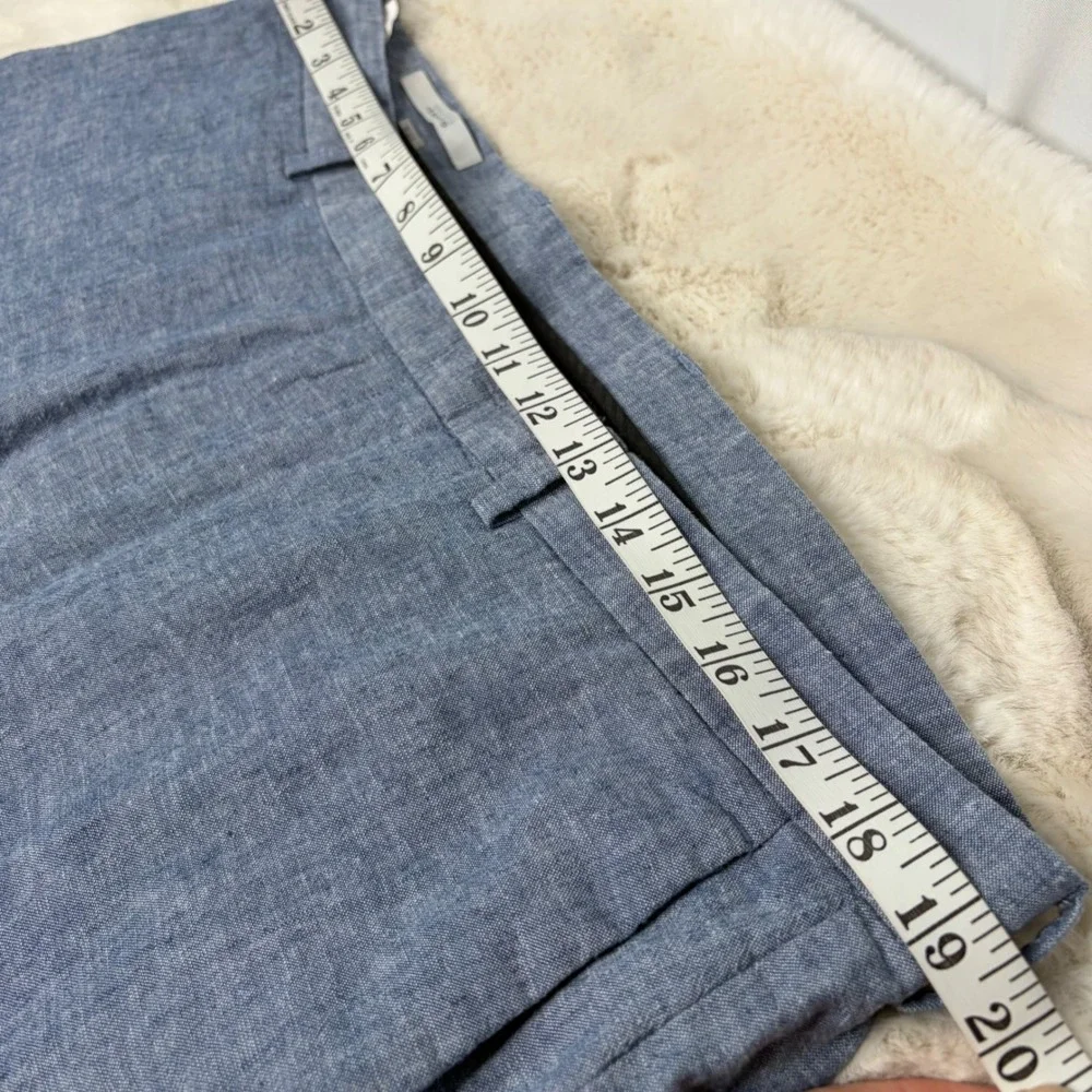 Perry Ellis Mens Blue Linen Cotton Blend Chambray Pants 38x32 MA6111